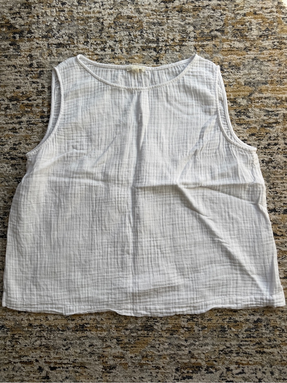 Eileen Fisher organic cotton Gauze Tank Top - White size L